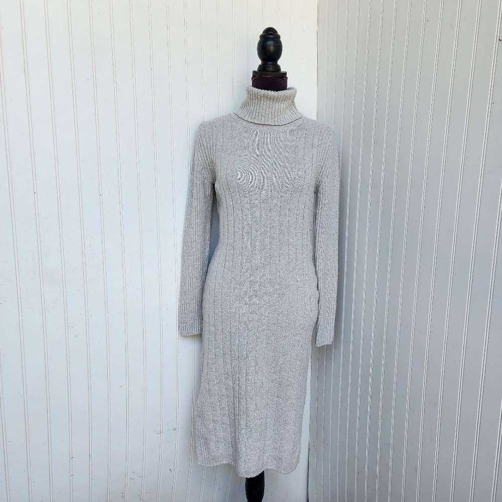 Pink Rose Women's Long Sleeve Turtleneck Sweater Dress Knit Bodycon Ribbed Sz S